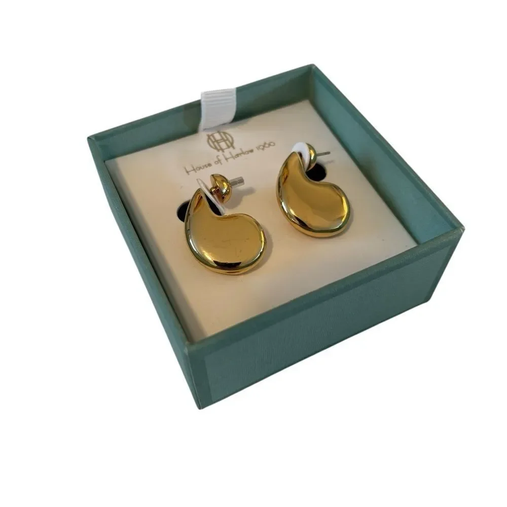 House of Harlow 1960 Stylish & Sophisticated Gold Tone Earrings.